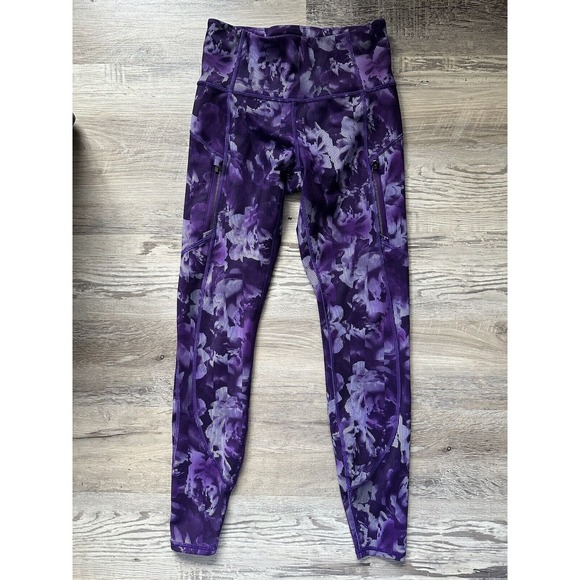 Athleta Rainier Tight Plush Supersonic Spliced Floral Violet Purple Size XS - Picture 4 of 11